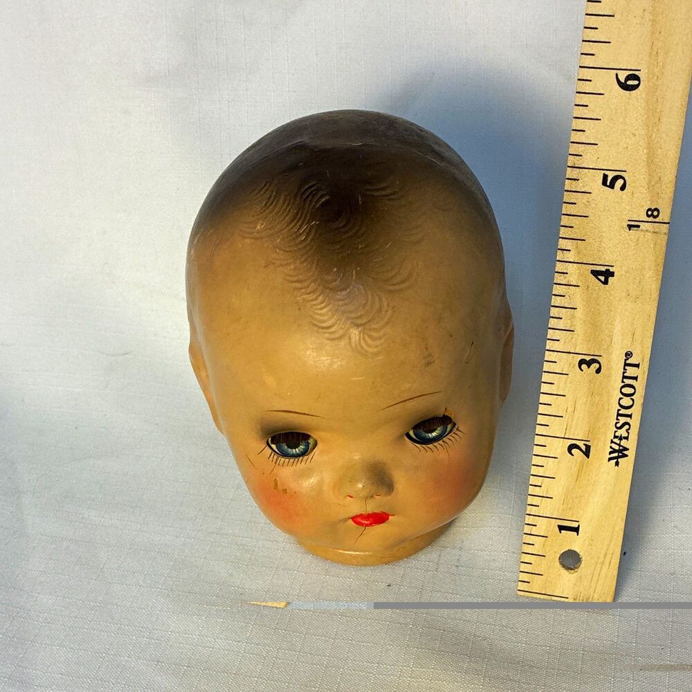VINTAGE HORSMAN COMPOSITION DOLL HEAD 5in BROWN HAIR LIGHT COMPLEXION